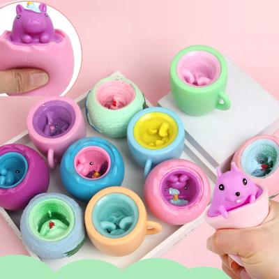 China New Squirrel Duct Squirrel Decompression Trigger Cup Cute Restless Person Toy Tree Stump Dog Cup Custom Eco-Friendly Squeeze Toy for sale