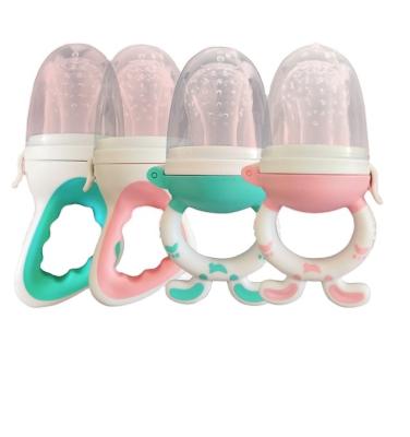 China BPA Free Baby Fresh Fruit Food Feeder Nibbler Pacifier Training Massaging Toy Teether Food Grade Soft Silicone Pockets Safe BPA Free Kids for sale