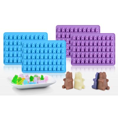 China Amazon 50 Cavity Mini Gummy Bear Candy Molds Viable Hot Silicone Molds Chocolate Jelly Mold With Droppers for sale