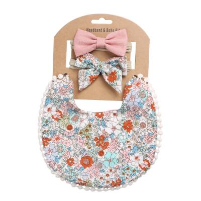 China Wholesale Washable Infant Kawaii Baby Headband Hair Clips Kids Breathable Cute Head Bands Bib Set For Babies for sale