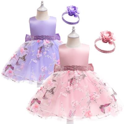 China Amazon Children's Clothing Girl's Dress Regular Hot Sale Princess Dress Flower Girl Dress Headband Wedding Dresses Wedding Kids for sale