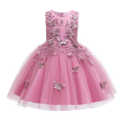 China 2021 New Sleeveless Children's Dresses White Flower Girl Dress Mesh Wedding Bridal Gowns Dress Kids Clothing for sale