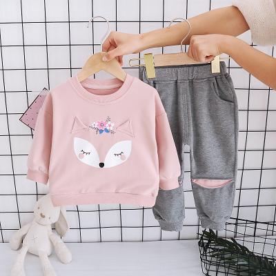 China Hot Selling Smart Casual Autumn Girl Tee Shirt Smart Hooded Children Clothing Winter Sets Sweat Suits Kids Clothes Children for sale