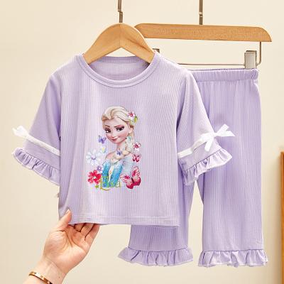 China 2021 New Breathable Children Wear Autumn Elsa Kids Korean Sleeping Suit Pajamas Sets Cotton Sleepwear For Kids Girls Baby Pajamas for sale