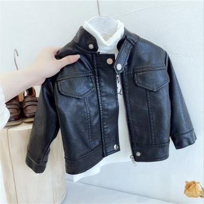 China Anti-Wrinkle In Autumn Baby Boy Clothes Children Running Coat Winter Top Black Unisex Boys Leather Trim Jacket Boys Jackets for sale