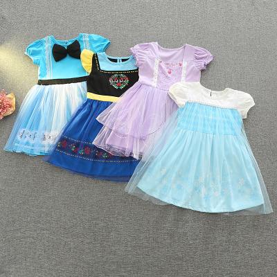 China Wholesale Cotton Girls Fantasy Princess Anna Dress Children Clothing Kids Fairy Party Wears Cosplay Costume Dresses For Girls for sale