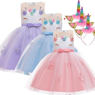 China Hot Selling Novelty Amazon Fairy Cosplay Child Ruffles Clothing Baby Unicorn Party Princess Unicorn Dress for sale