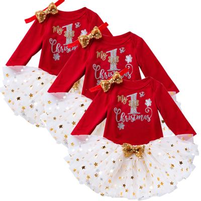 China Sweet cute in running tutu skirt sweatshirt romper with headband baby clothes christmas jumpsuit babies rompers for sale