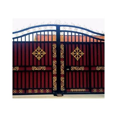 China Latest Heat Insulation Designs Metal Wrought Iron Gate Industrial Automatic Front Entry Iron Door for sale