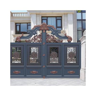 China Factory Direct Sale Heat Insulation Color Art House Aluminum Wooden Door With Sliding Plate Frame for sale