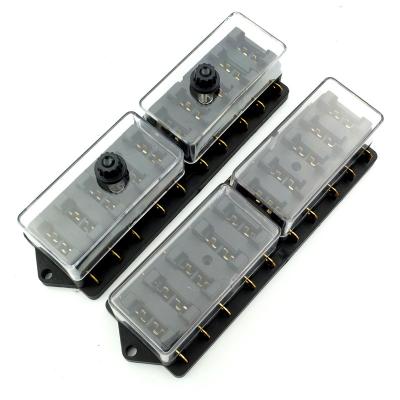 China Boat Fuse Box 10 Way Blade Dustproof Plastic Automotive Car Excavator Low Pressure Cover Audio Fuse Block For Boat Truck for sale