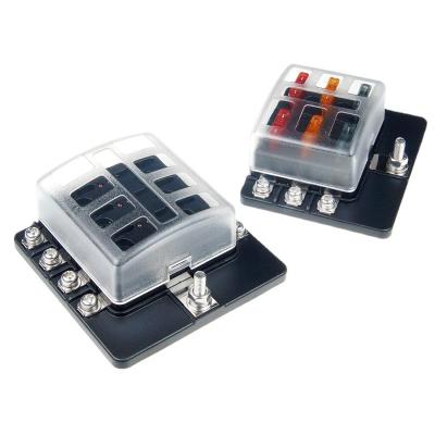 China Automotive Electronics Multiway Automotive 1 In 6 Standard Mid 32v DC Car Auto Fuse Holder Blade Fuse Holder Box With Led for sale