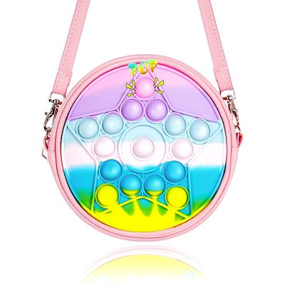 China 2022 Amazon Hot Sale Silicone Educational Funny Bubble Toy Messenger Bag Stress Reliever Sensory Coin Purse Push Around Push Bubble Busy Person Bag for sale