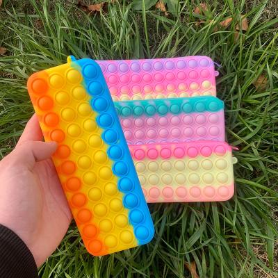 China Fashion\Comfortable\Durable School Bags Children School Kids Silicone Stir Sensory Toys Pencil Case Busy Person Snap for sale