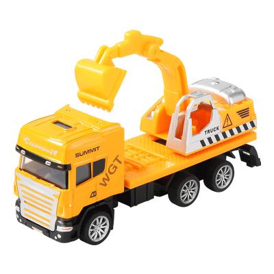 China Toy Simulation Excavator Pull Back Truck Alloy Truck Engineering Die-cast Car For Kids for sale