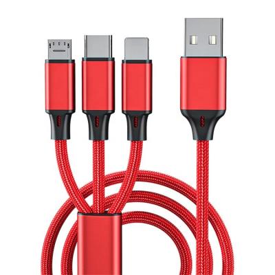 China Bestselling Multi Function Data Transfer Cable Custom Logo Portable Multifunction Cable Usb Micro Type C 3in1 Usb Charger Cable For Mobile Phone Sync Charger for sale