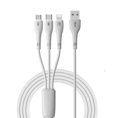 China New Design Multi Function Data Transfer Cable 3 In 1 2.4a Fast Charging Multi Function Nylon Nylon Type C Usb Charger 3in1 Micro Cable for sale