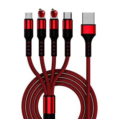 China wholesale mobile phone usb cable 3 in 1 mobile phone charging cable braided 4 in 1 usb cable for sale