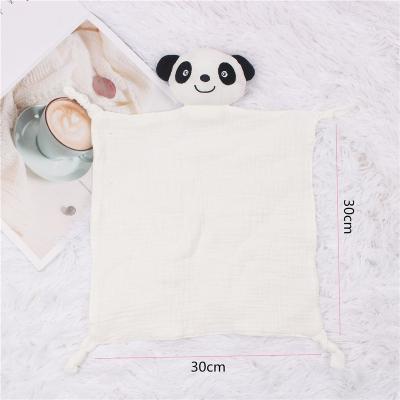 China Organic Bunny Baby Comforter Toys Infant Teething Comforter Blankets Animal Rabbit Cotton Muslin Baby Blanket Safe For Kids for sale