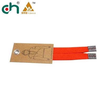 China Other Factory Direct Orange Flat Color Cord Multi Colorful Custom Hoodie Twine With Metal Ends For Hoodie/Shoes/Garment for sale