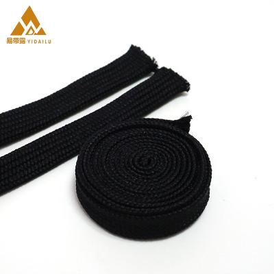 China Yidailu 1CM Polyester Braided Pants Rope Black Hollow Woven Band Twine Custom Other Color For Swim Shorts Drawstring for sale