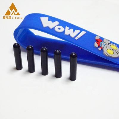 China Bullet plastic studs/stoppers promote for dark blue injection plastic material ABS ferret color custom lace tips for cords for sale