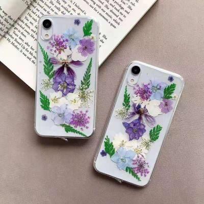 China 2022 New Real Flowers Luxury Epoxy Shockproof Pressed Dry PC Cell Phone Case For Apple Iphone 13Pro Max X Xs for sale