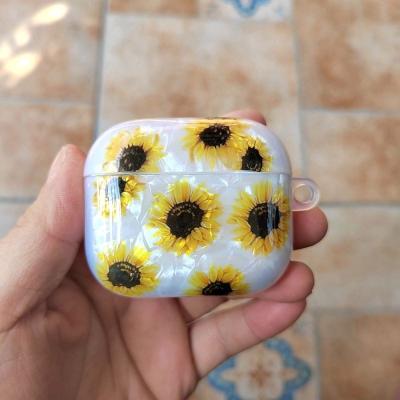 China Popular Custom Print Earphone Case Sunflower Printing Shell Pattern TPU IMD Case For AirPods 3 for sale