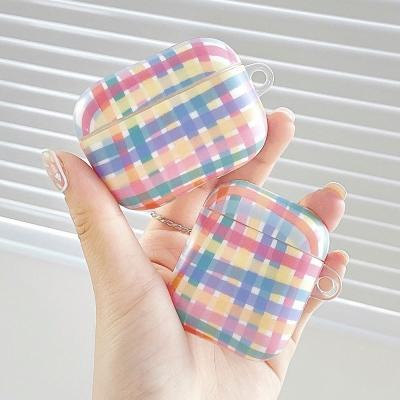 China Popular popular rainbow chequer print IMD case for AirPods 3 , custom design checker print IMD case for AirPods for sale