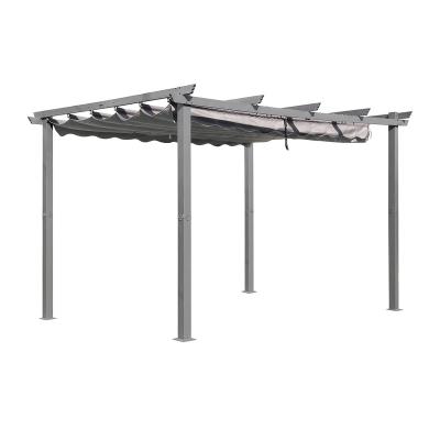 China 10' Viable x 13' Outdoor Retractable Garden Gazebo Pergola Awning Patio View Grape Aluminum Trellis for sale