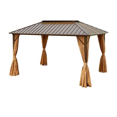 China Brown Sustainable Hardtop Gazebo Outdoor Gazebo Pergolas For Garden Patio, Lawns, Parties for sale