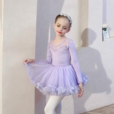 China Quick-drying Kids Winter Gray Matter Long Practice Cotton Grade Sheer Belly Dance Girl Dress for sale