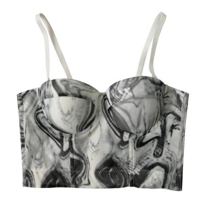 China QUICK DRY Summer Camisoles Seamless Gradient Printing Female Large Suspender Ink Painting Backless Vest With Bra for sale