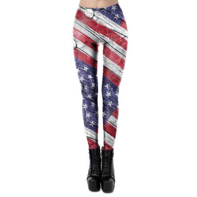 China European And American Flag Printing Leggings Independence Day Workout Yoga Fitness Breathable Thin Slim Diet Leggings For Women for sale