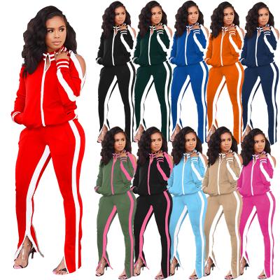 China 2021 Breathable Sport Fashions Trending Casual Autumn Zip Up Long Sleeve Hoodie And Pants Two Piece Set Tracksuit for sale