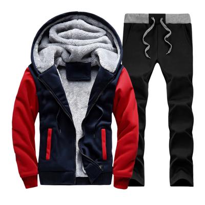 China Wholesale Men's Winter Breathable Fleece JACKETOWN Zipper Hoodies Drawstring Fleece Plus Size Tracksuits Two Piece Set for sale