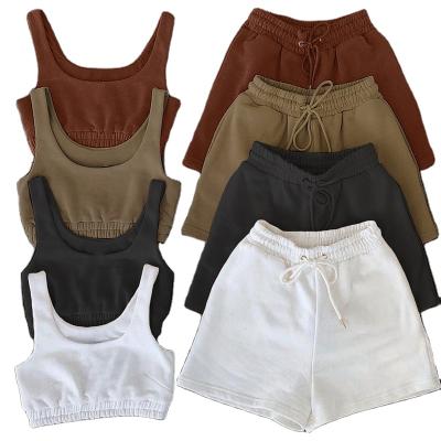 China LLDRESS new fashion high waist QUICK DRY QUICK DRY strap casual shorts invest suit women shorts and sports bra set for sale