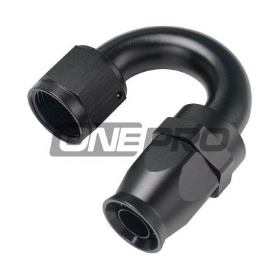 China Lightweight Reusable Anodized Aluminum Alloy 3AN 4AN 6AN 8AN 180 Degree Swivel PTFE Gasoline Oil Line One Hose End for sale