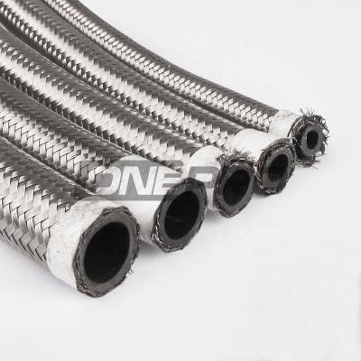 China Reinforced Performance Flexible AN4 AN6 AN8 AN10 -12 A Stainless Steel Gas Pipeline Rubber Braided Gasoline Oil Hose for sale