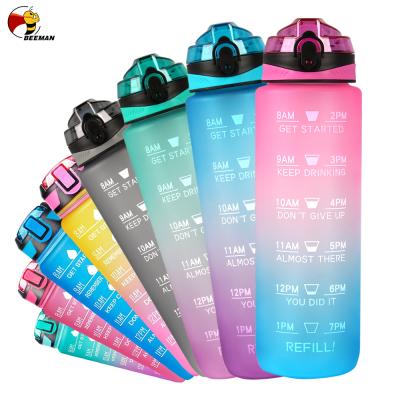 China Beeman Viable Bpa Motivational Logo Sport For Kids Motivational Custom Insulated Plastic Water Bottle With Time Marker for sale