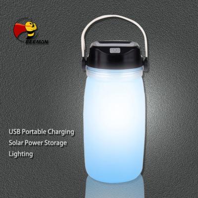 China Beeman Viable Multi-Function Sports USB Light Collapsible Collapsible Silicone Outdoor Rise Solar Filling Drinking Water Bottle for sale