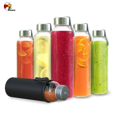 China Beeman Borosilicate Viable Sublimation Sleeve Transparent Glass Clear Water Bottle for sale