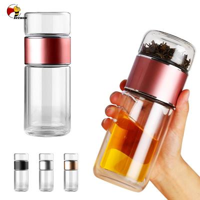 China Beeman Glass Water Bottles Double Wall Sustainable High Quality Heat Resistant Filter Separation For Tea for sale