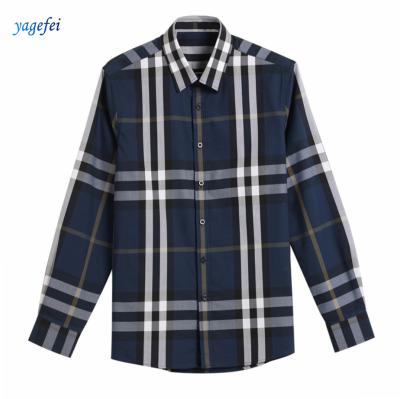 China 2020 Factory Supplier Anti-pilling Fashion Cotton Plaid Men Casual Shirt Long Sleeve for sale