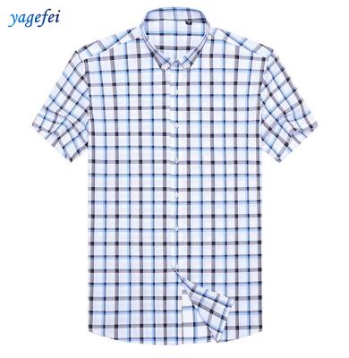 China Factory price custom made eco-friendly plaid cotton men's anti-pilling short shirt for sale