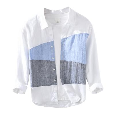 China Anti-pilling 2021 New Spring Men Quilting Long Sleeve 100% Canvas Shirts for sale