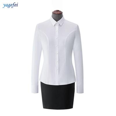 China High quality white cotton lady shirt bank uniform factory customized anti-pilling for sale