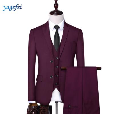 China High Quality Comfortable Cotton Anti-wrinkle Simple Mens 3 Piece Suits for sale