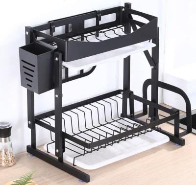 China Sustainable Kitchen Utensil Organizer Stainless Steel Foldable Chopper Dish Dish Drainer Rack for sale