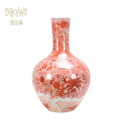 China China Traditional Wholesale Antique Home Decoration Porcelain Vase , Dragon Pattern Decorative Ware Vase for sale